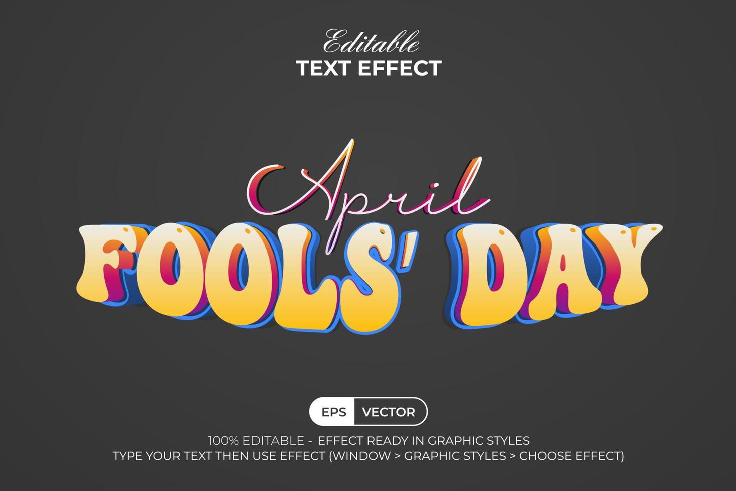 april dwazen dag 3d bewerkbare tekst effect stijl. vector