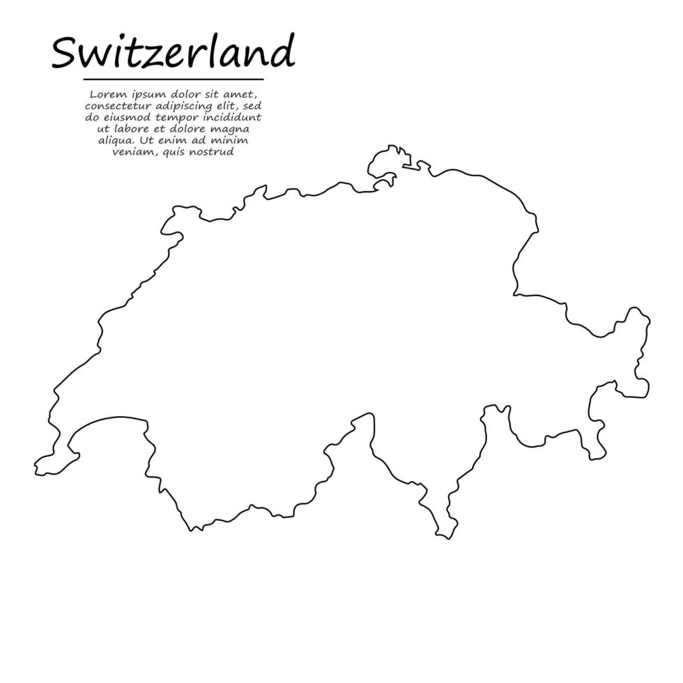 gemakkelijk schets kaart van Zwitserland, in schetsen lijn stijl vector