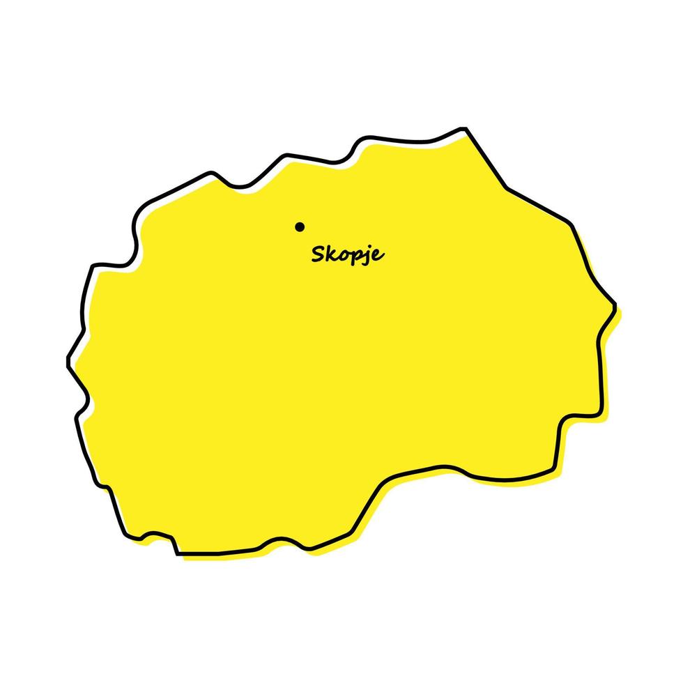 gemakkelijk schets kaart van noorden Macedonië met hoofdstad plaats vector
