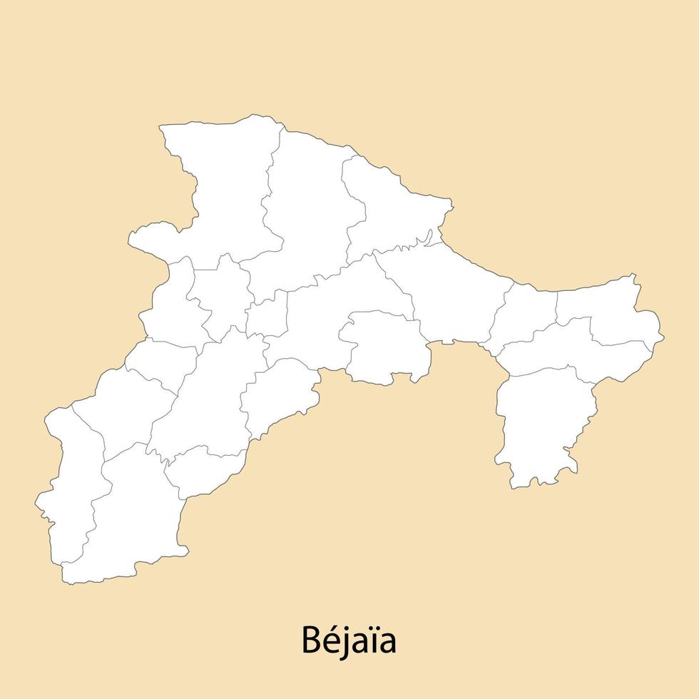 hoog kwaliteit kaart van bejaia is een provincie van Algerije vector