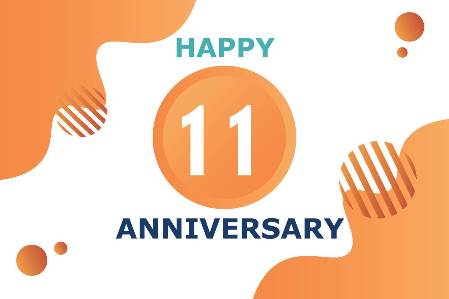 11 jaren verjaardag viering meetkundig logo ontwerp met oranje blauw en wit kleur aantal Aan wit achtergrond sjabloon vector