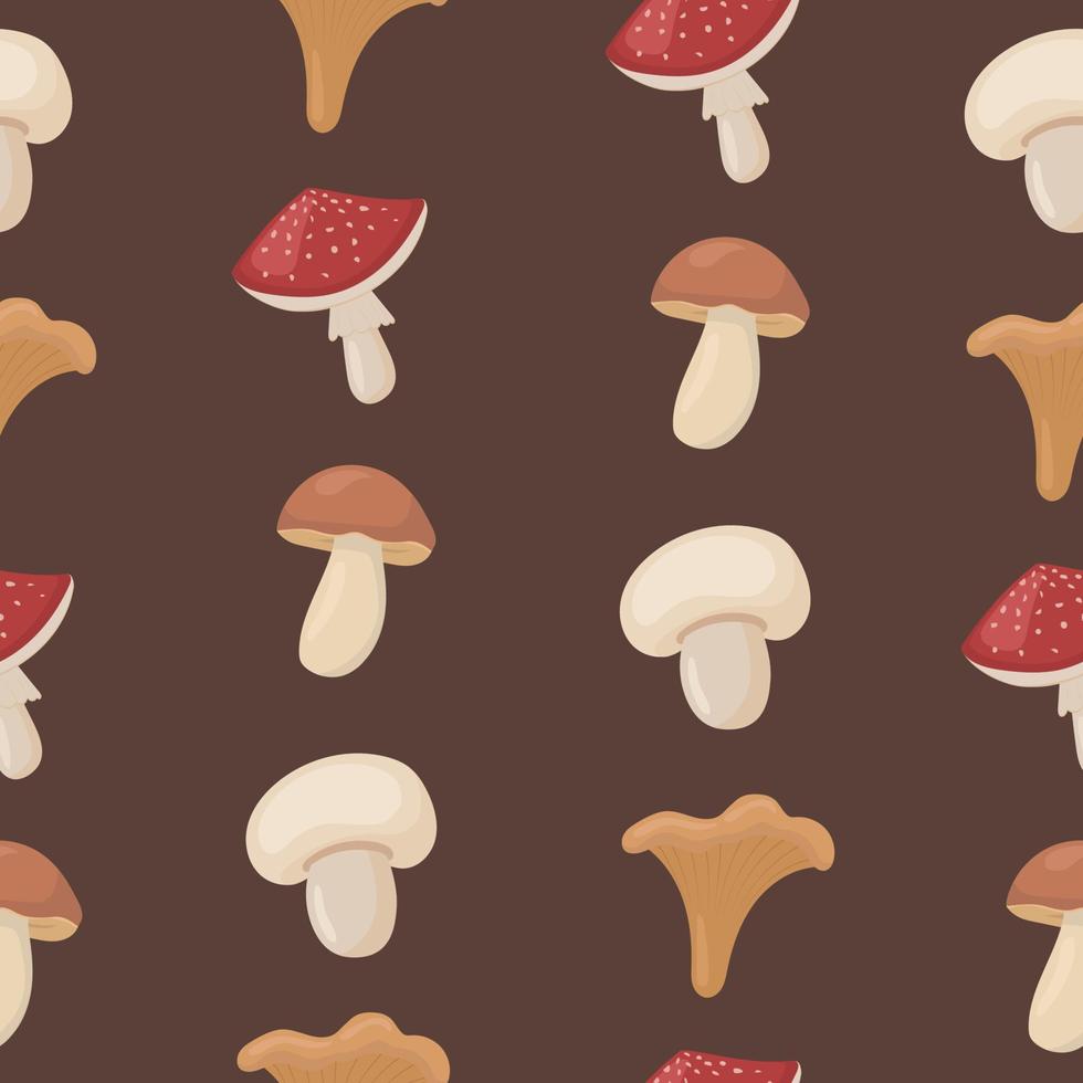 naadloos patroon met verschillend champignons. tekenfilm, vlak illustratie vector