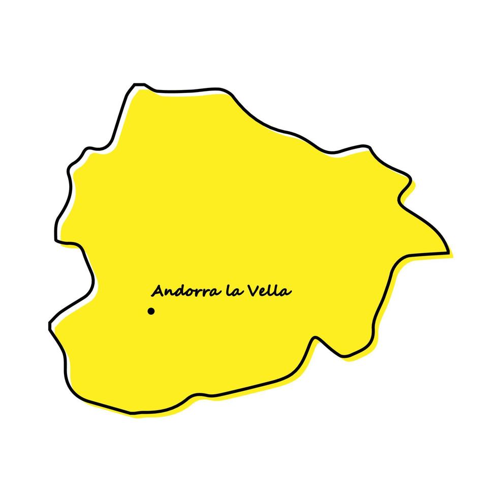gemakkelijk schets kaart van Andorra met hoofdstad plaats vector