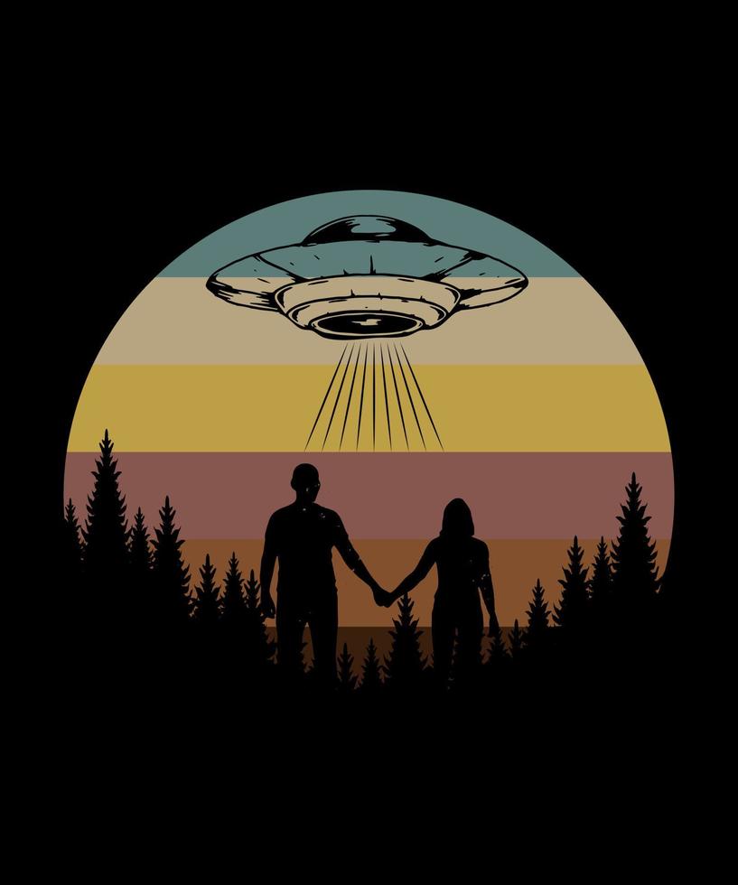 ufo buitenaards wezen concept illustratie t-shirt ontwerp vector