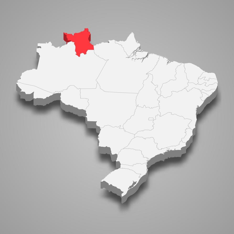 staat plaats binnen Brazilië 3d kaart sjabloon voor uw ontwerp vector