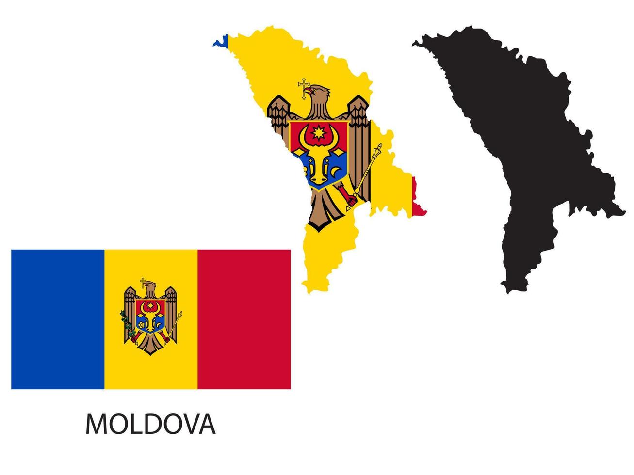 Moldavië vlag en kaart illustratie vector