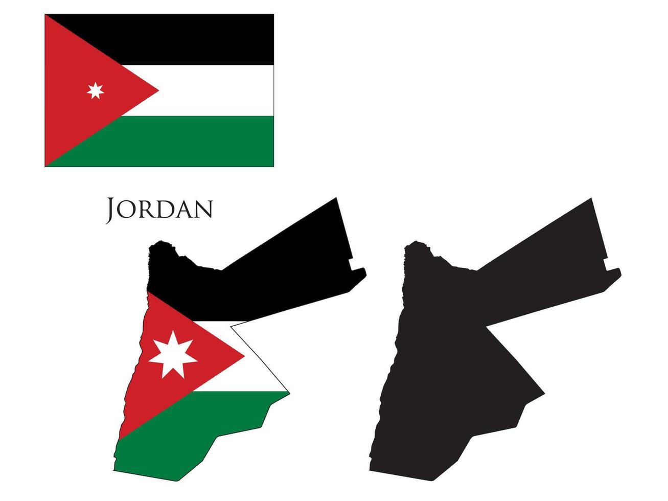 Jordanië vlag en kaart illustratie vector Jordanië vlag en kaart illustratie vector