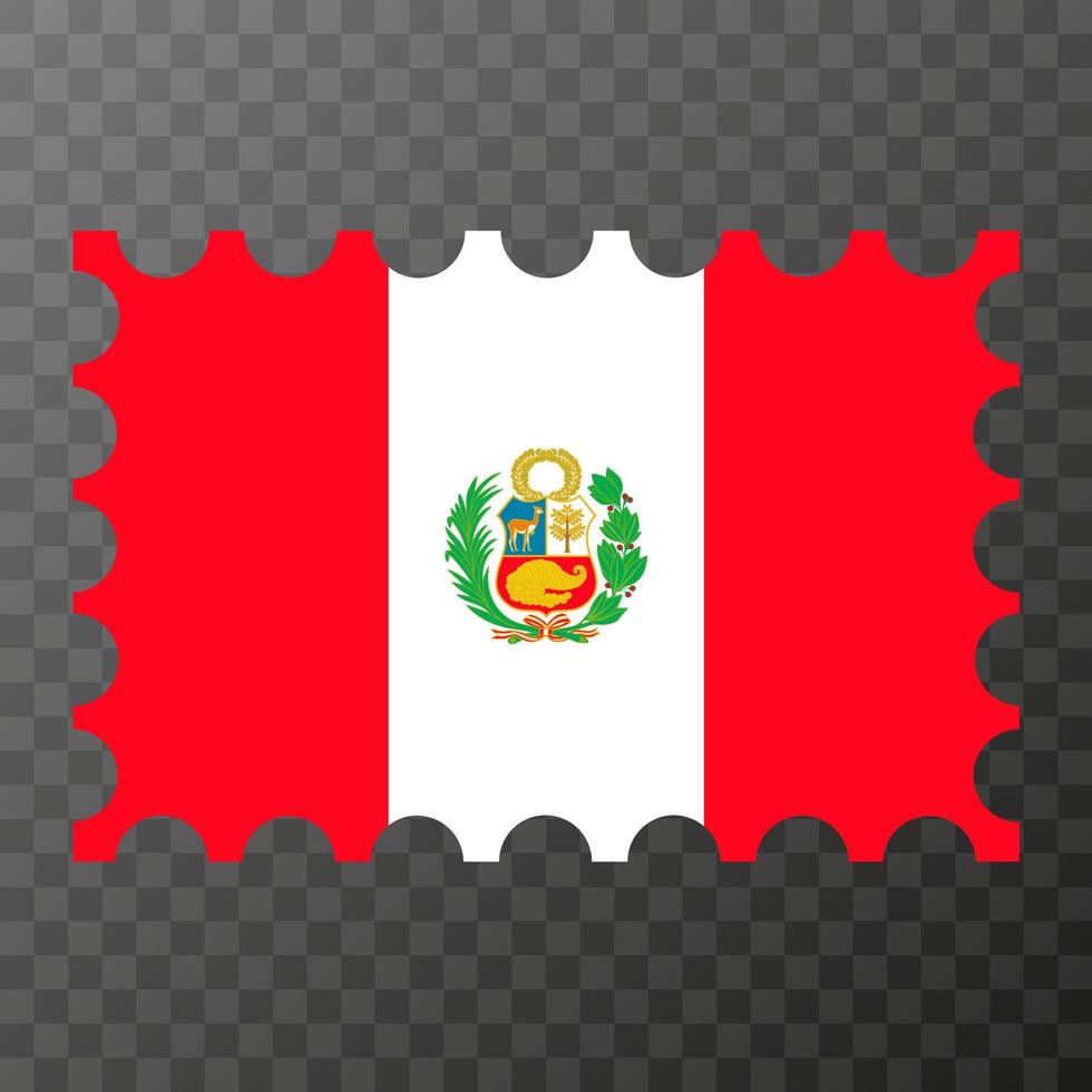 port postzegel met Peru vlag. vector illustratie.