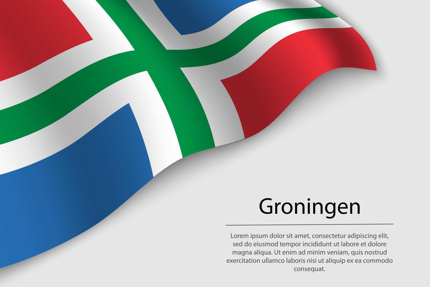 Golf vlag van groningen is een provincie van nederland. banier of r vector