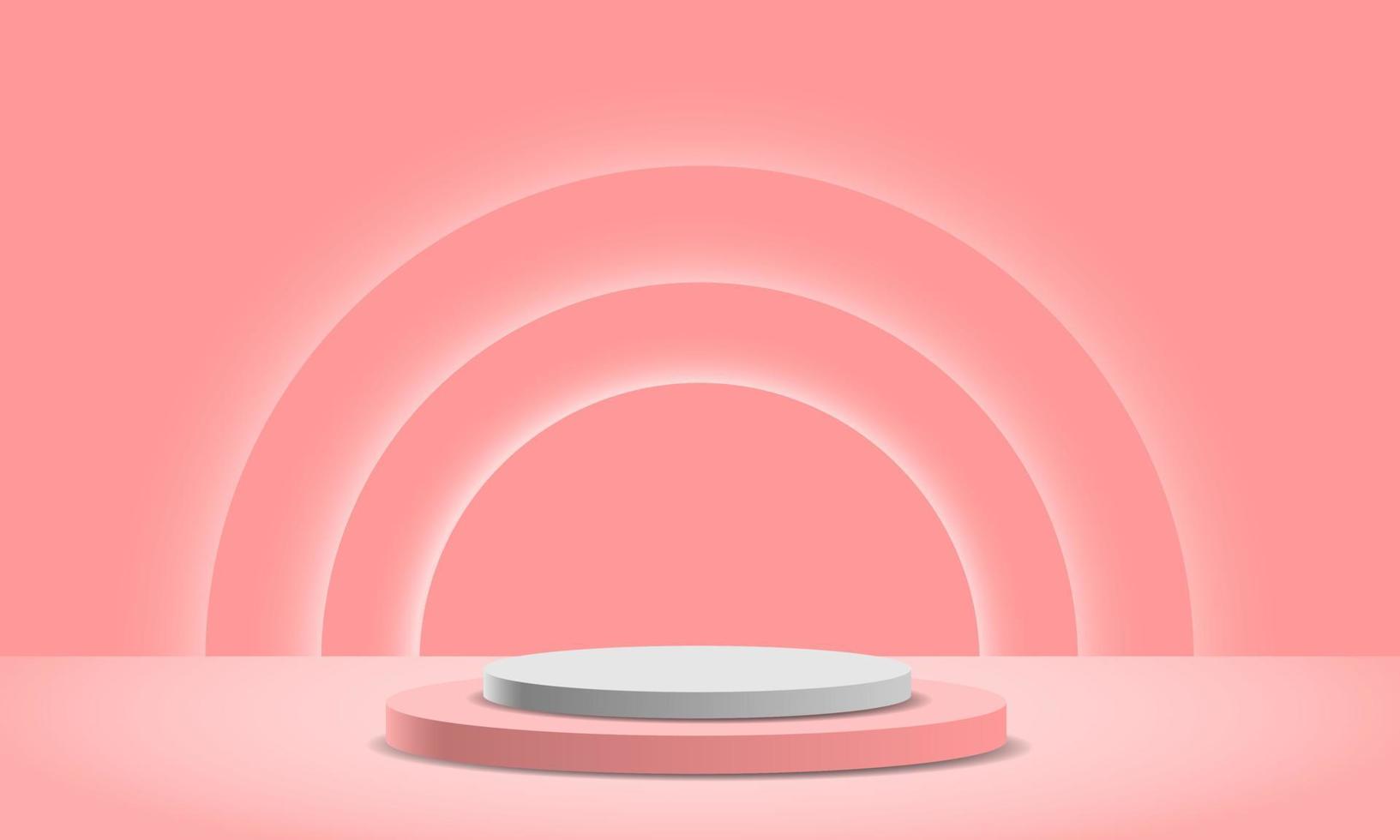 realistisch wit roze pastel cirkel podium stappen zacht licht curves vector