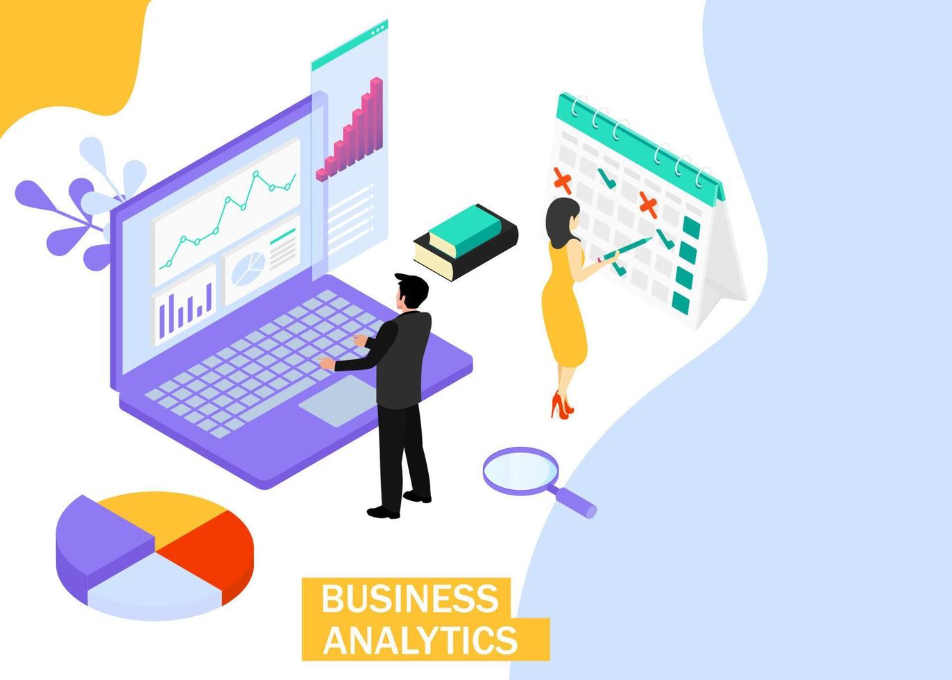 bedrijf analytics concept. bedrijf financiën en industrie. isometrische projectie. vector illustratie. eps 10