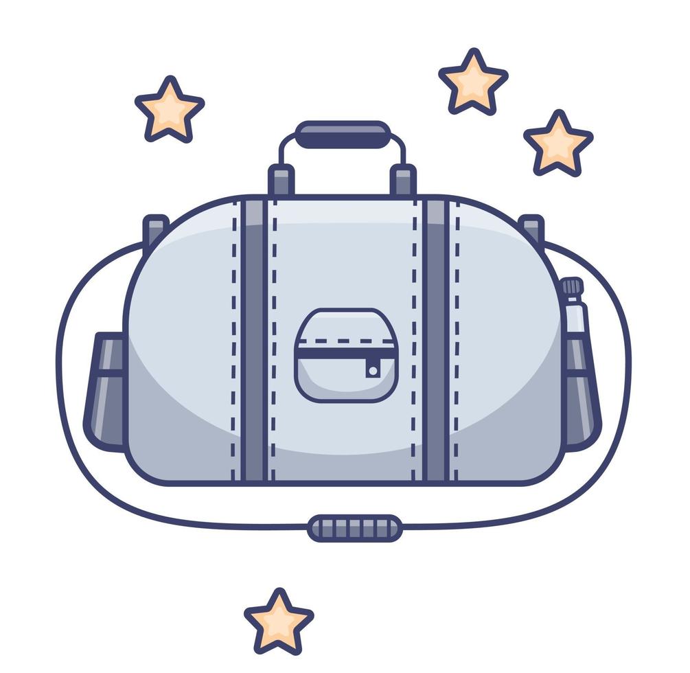 bagage. grote grijze sporttas, riem voor sport en reizen. vector