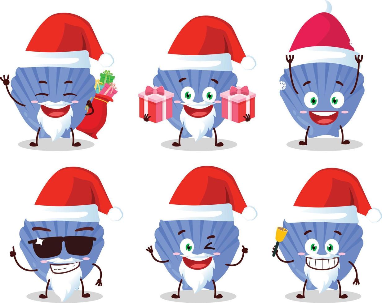 de kerstman claus emoticons met blauw schelp tekenfilm karakter vector