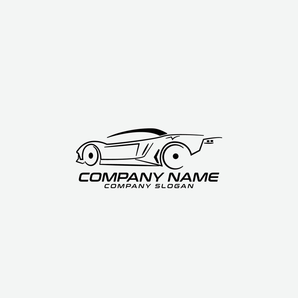 exotisch auto detail logo met vector auto schets zwart en wit
