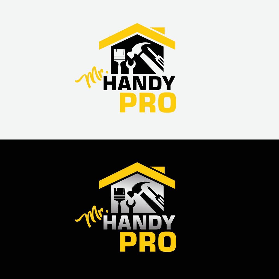 Dhr handig pro klusjesman logo met gereedschap vector