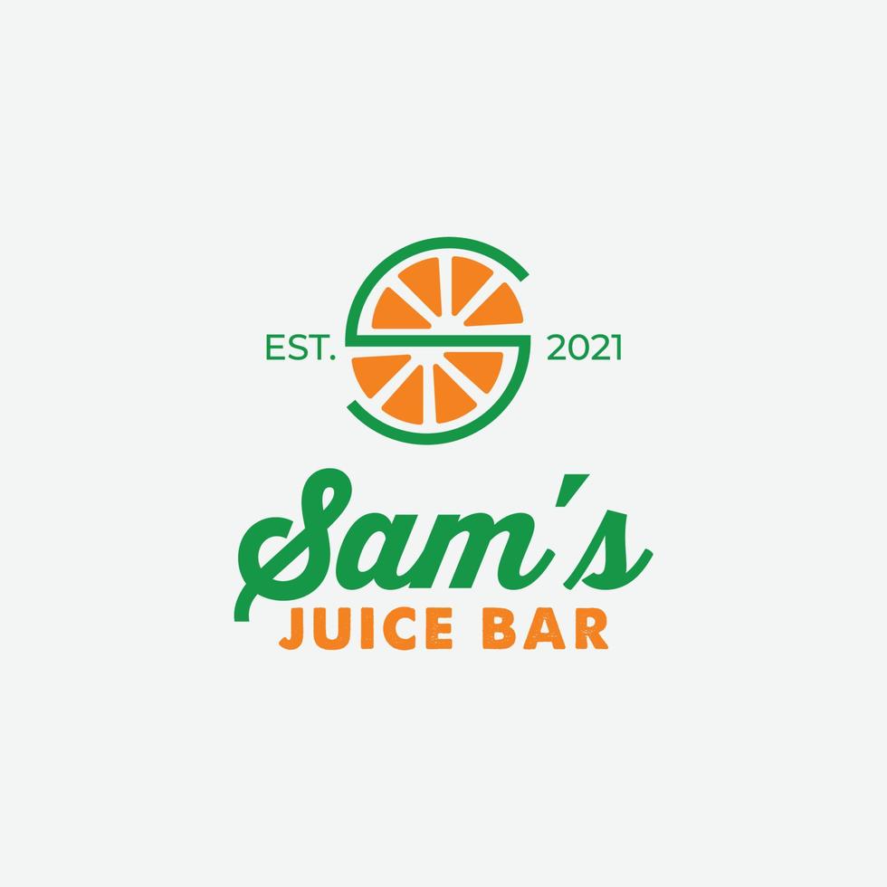 Sam sap bar brief s opgenomen met een oranje vector logo