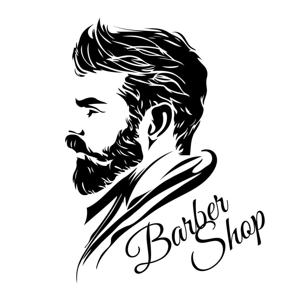 vector illustratie van een Mens met een baard en snor. kapperszaak logo.