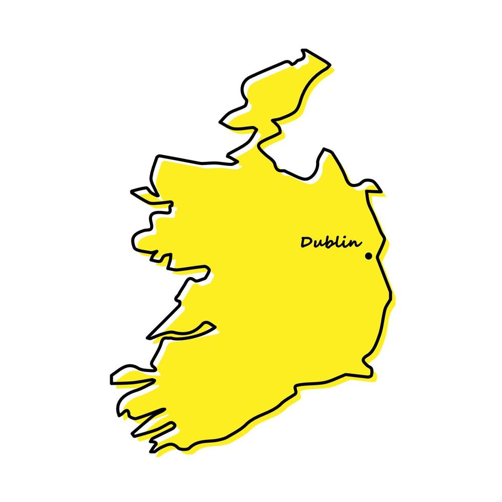 gemakkelijk schets kaart van Ierland met hoofdstad plaats vector