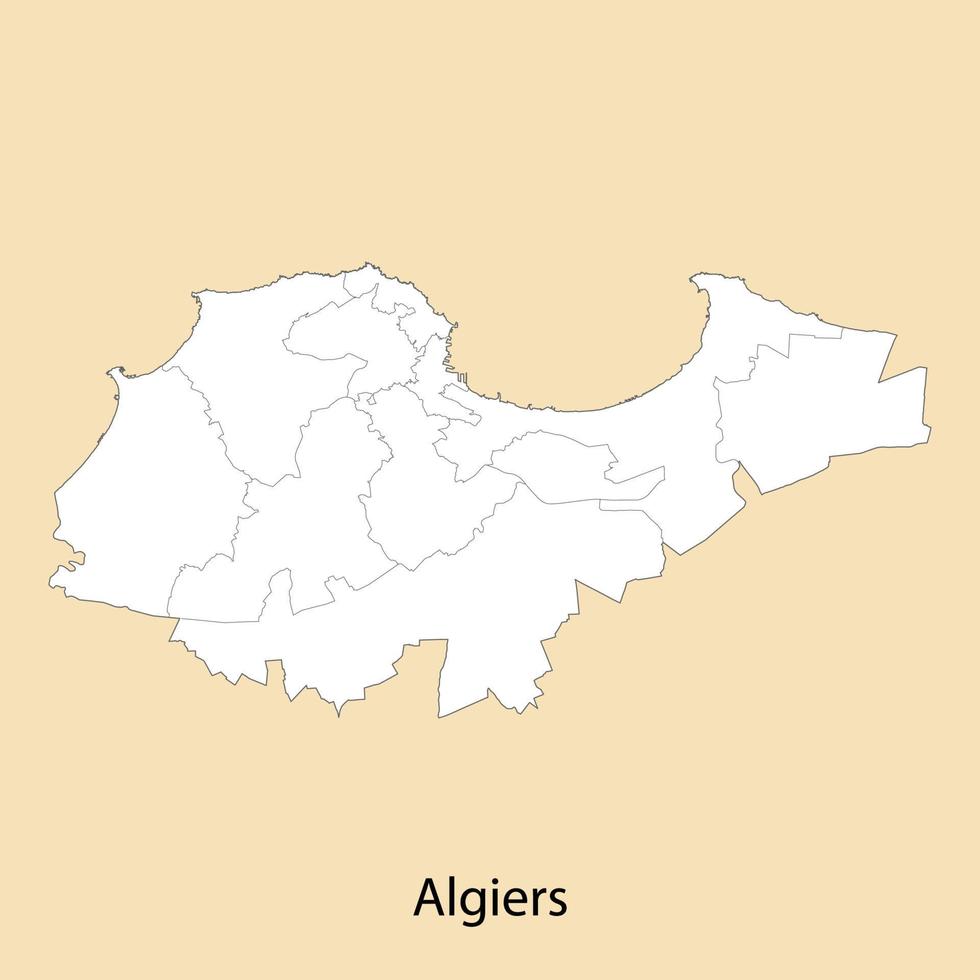 hoog kwaliteit kaart van Algiers is een provincie van Algerije vector