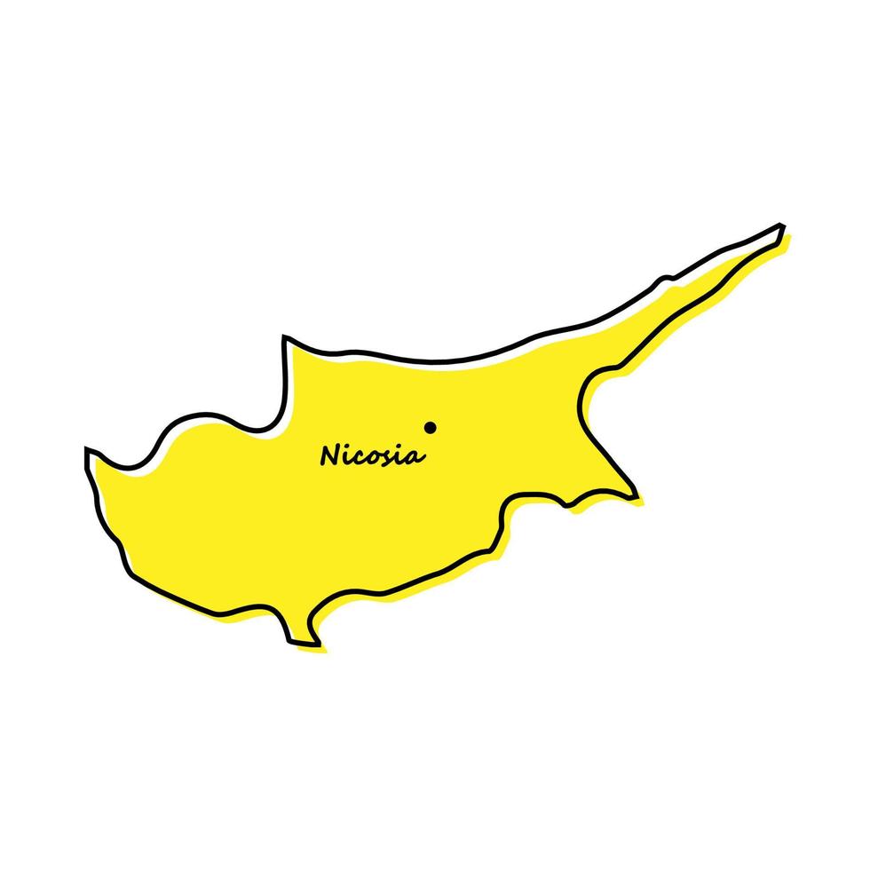gemakkelijk schets kaart van Cyprus met hoofdstad plaats vector