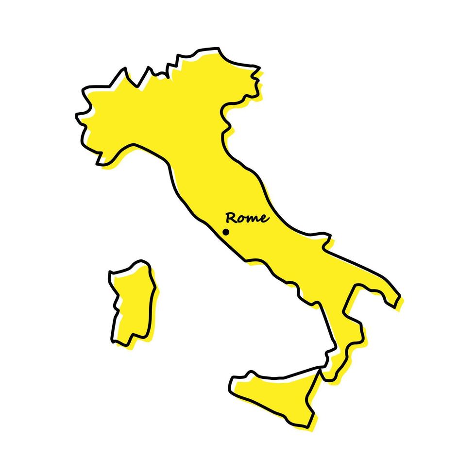 gemakkelijk schets kaart van Italië met hoofdstad plaats vector