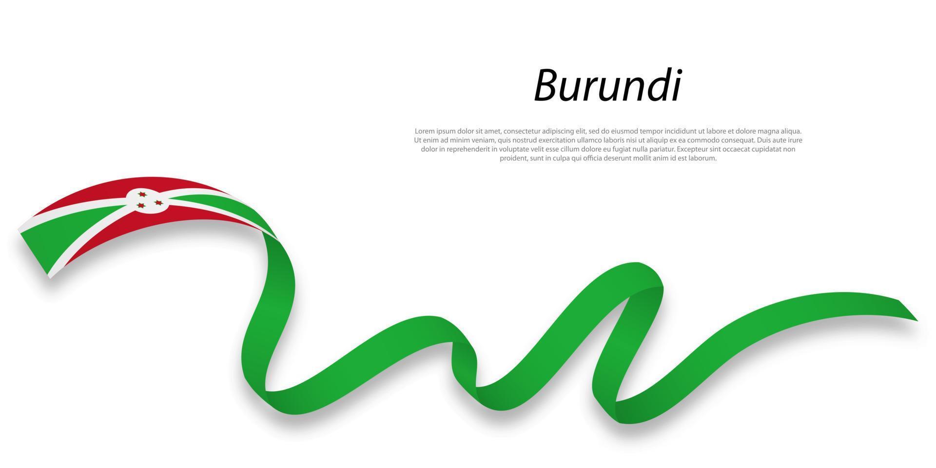 zwaaiend lint of spandoek met vlag van burundi. vector