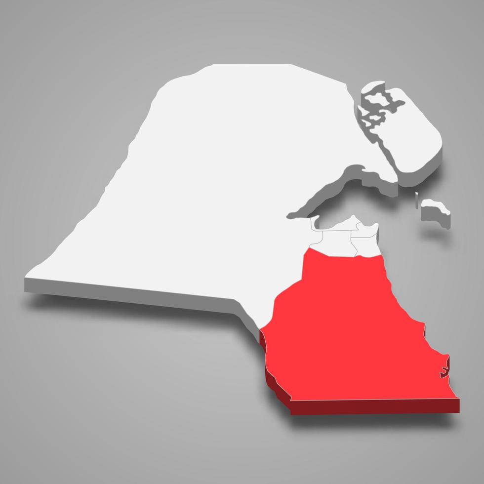ahmadi regio plaats binnen Koeweit 3d kaart vector