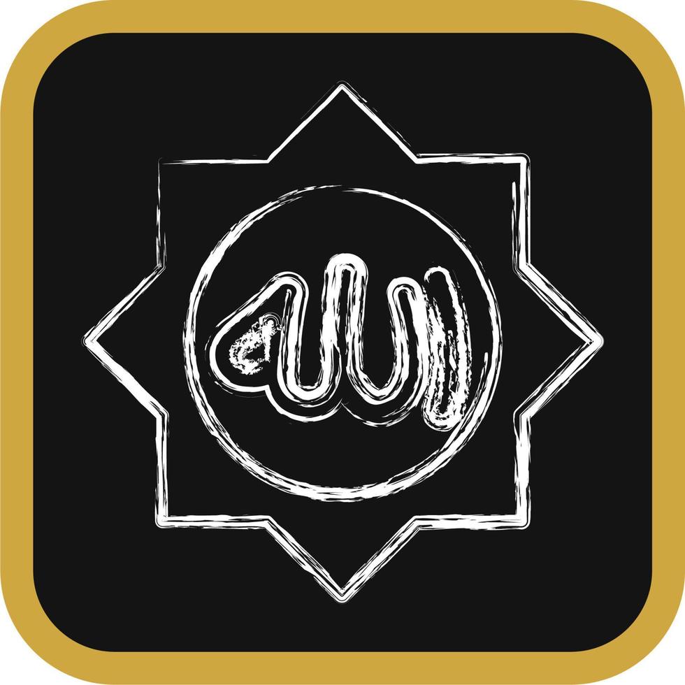 icoon Allah woord. Islamitisch elementen van ramadan, eid al fitr, eid al adha. pictogrammen in krijt stijl. mooi zo voor afdrukken, affiches, logo, decoratie, groet kaart, enz. vector