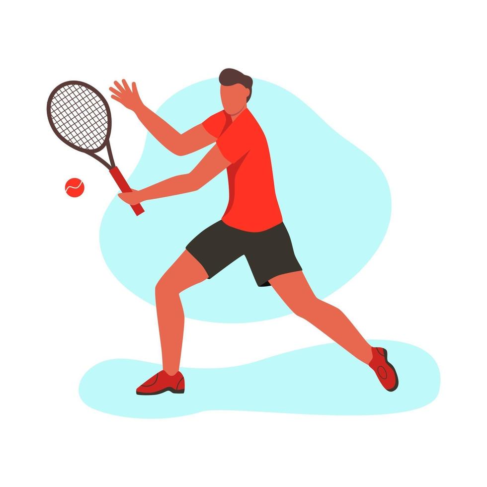 een jonge man tennissen. een plat karakter. vector illustratie.