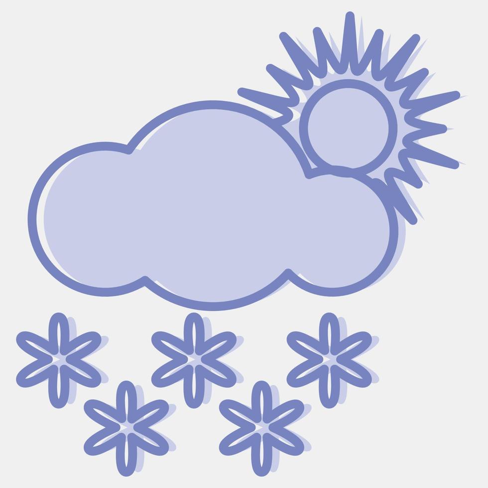 icoon sneeuwen met zon. weer elementen symbool. pictogrammen in twee toon stijl. mooi zo voor afdrukken, web, smartphone app, affiches, infografieken, logo, teken, enz. vector