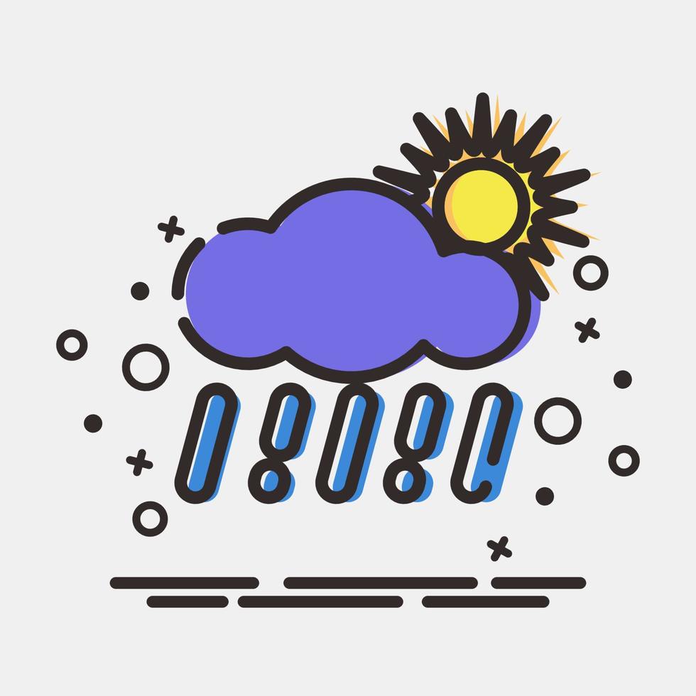 icoon regen met zon. weer elementen symbool. pictogrammen in mbe stijl. mooi zo voor afdrukken, web, smartphone app, affiches, infografieken, logo, teken, enz. vector