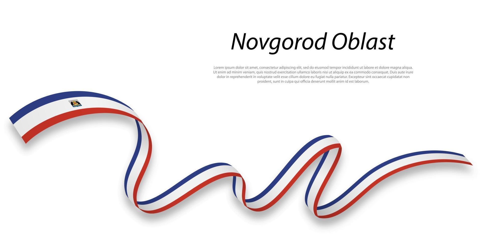 golvend lint of streep met vlag van novgorod oblast vector