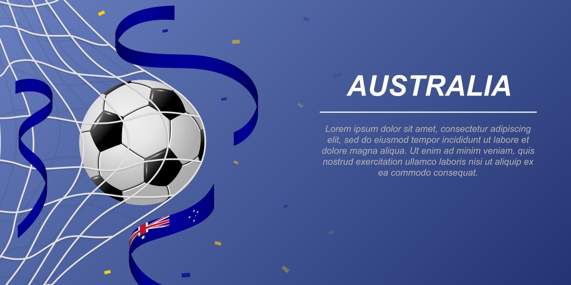 voetbal achtergrond met vliegend linten in kleuren van de vlag van Australië vector