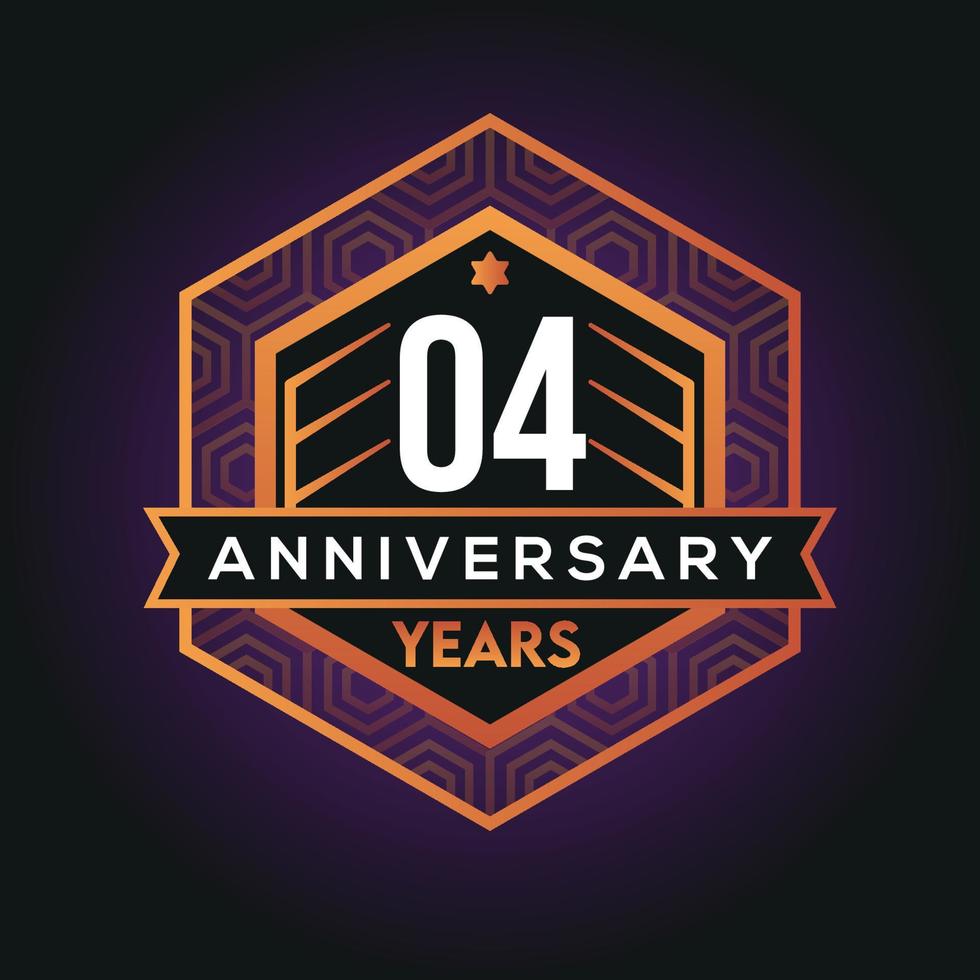 04e jaar verjaardag viering abstract logo ontwerp Aan voordeel zwart achtergrond vector sjabloon