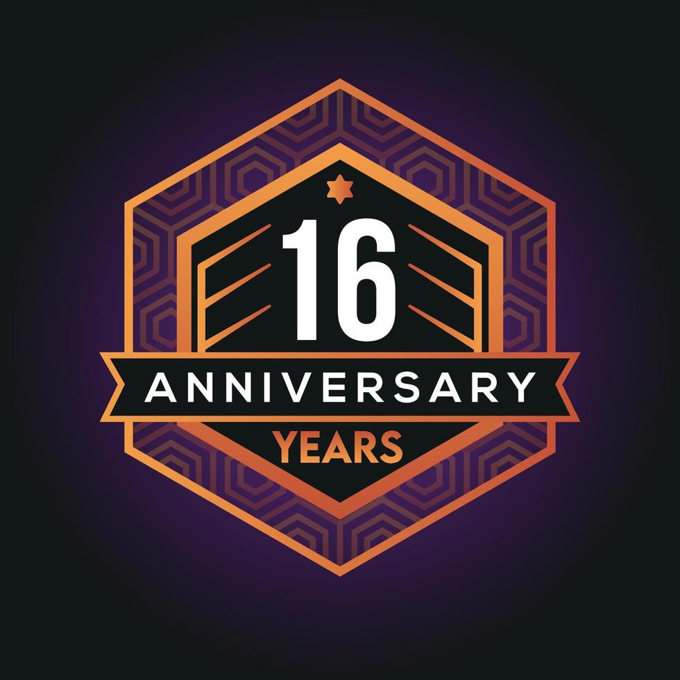 16e jaar verjaardag viering abstract logo ontwerp Aan voordeel zwart achtergrond vector sjabloon