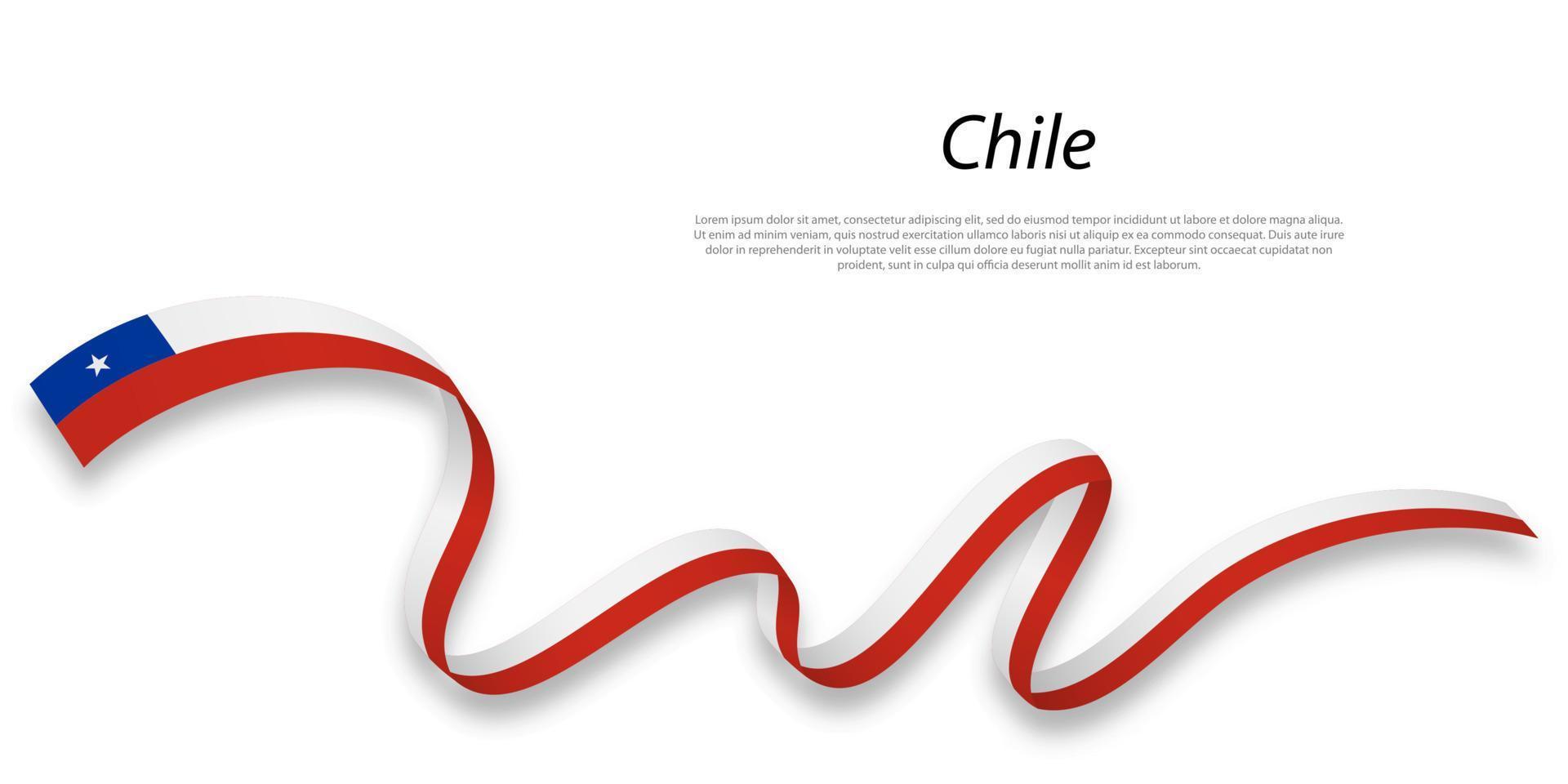 golvend lint of banier met vlag van Chili. vector