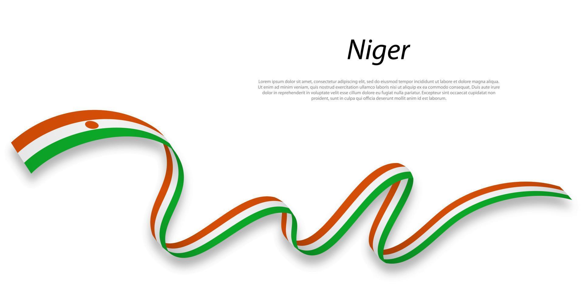 zwaaiend lint of spandoek met vlag van niger. vector