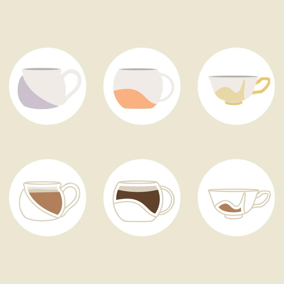 reeks van gekleurde abstract koffie kop pictogrammen vector illustratie