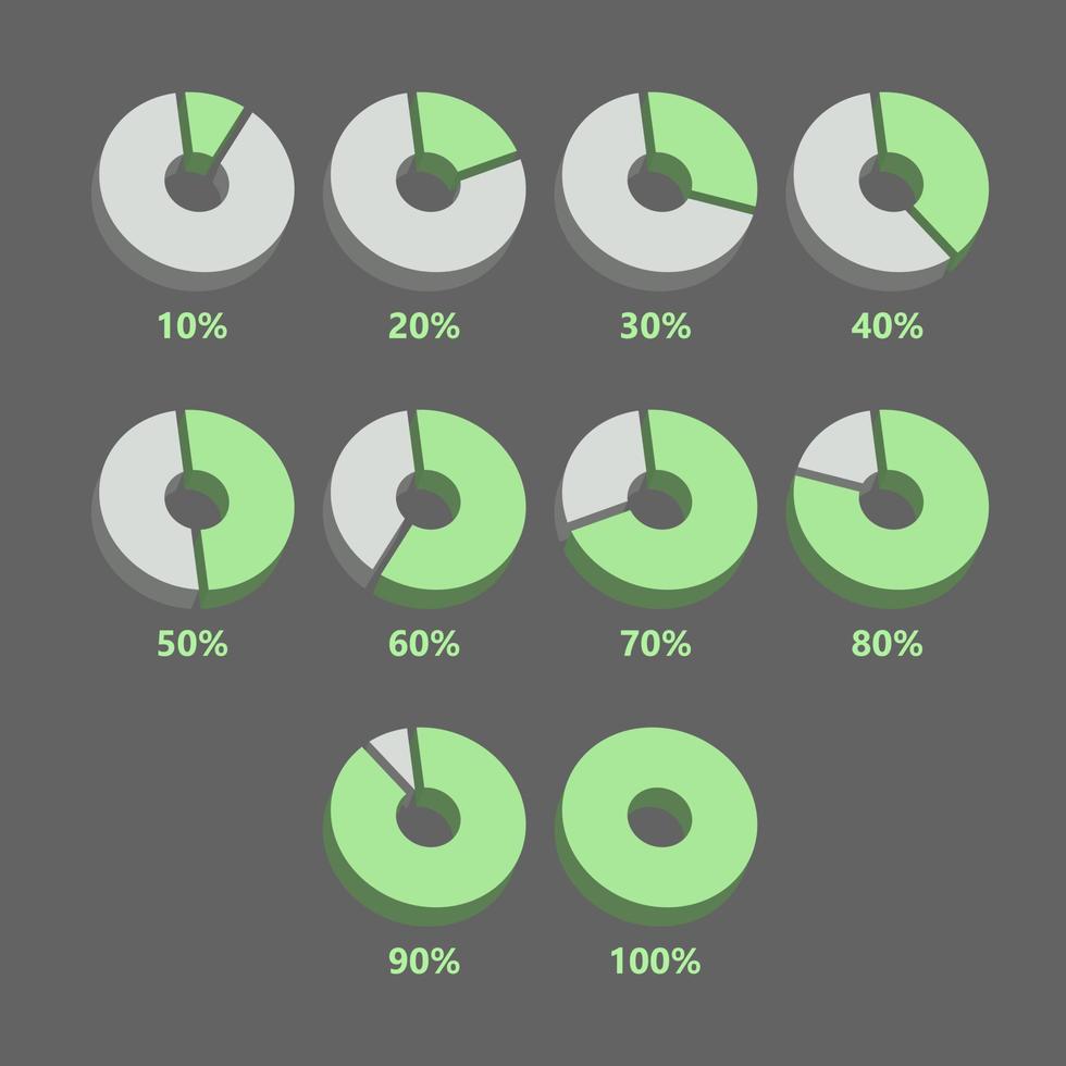 reeks van 3d taart diagram diagram met percentage, vector illustratie