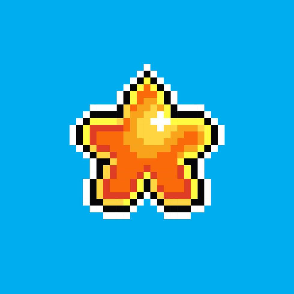 pixel kunst illustratie ster. korrelig ster. schijnend ster korrelig voor de pixel kunst spel en icoon voor website en video spel. oud school- retro. vector