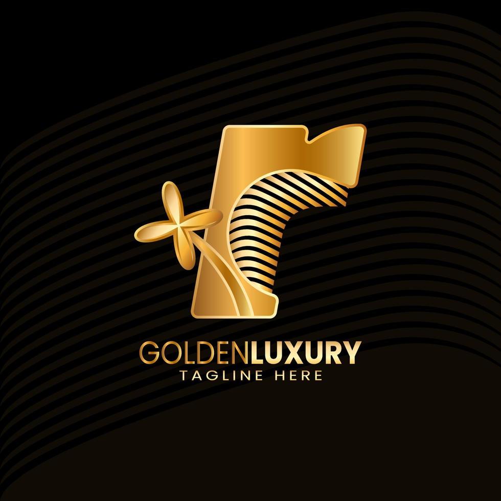 brief r luxe. gouden bloem logo pro vector. vector