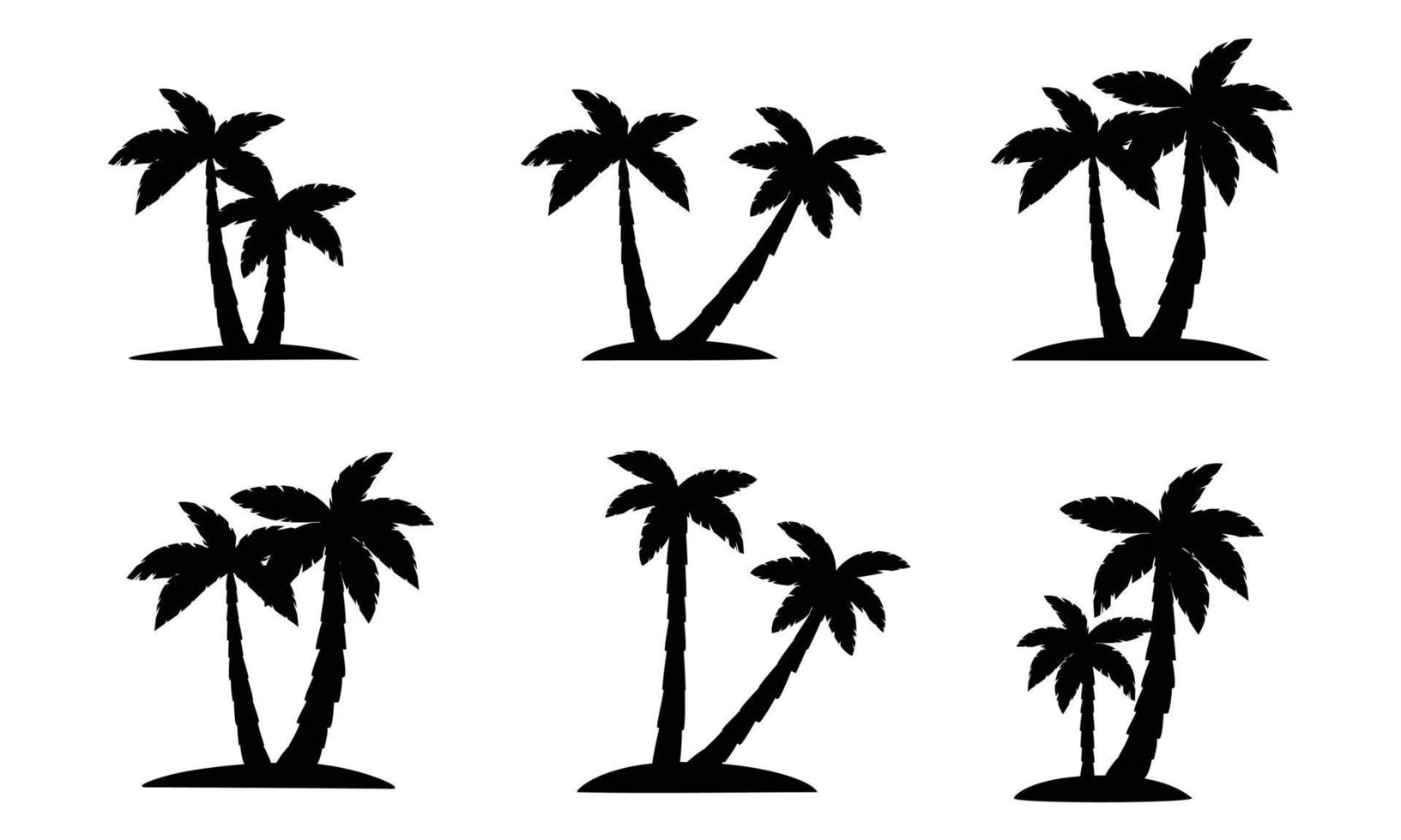 reeks van palm bomen, silhouet. paar- van palm boom. vector illustratie.