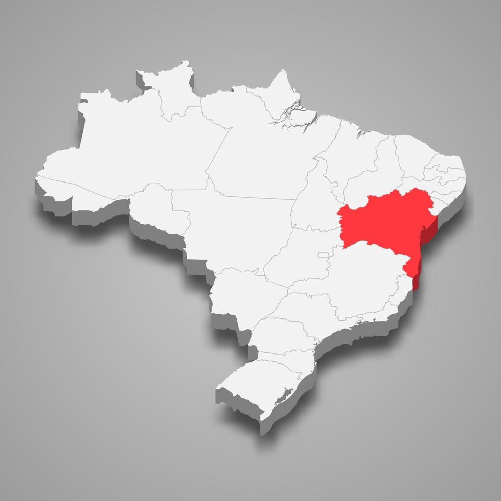 staat plaats binnen Brazilië 3d kaart sjabloon voor uw ontwerp vector