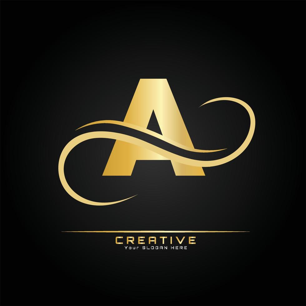 brief eerste luxueus logo sjabloon. logo gouden concept. brief logo met gouden luxe kleur en monogram ontwerp. vector