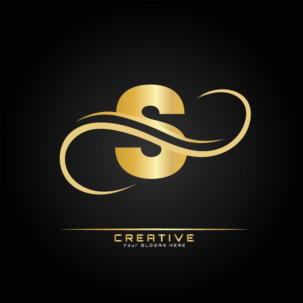 brief eerste luxueus logo sjabloon. logo gouden concept. brief logo met gouden luxe kleur en monogram ontwerp. vector