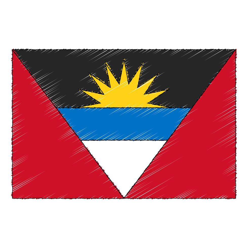hand- getrokken schetsen vlag van antigua en barbuda. tekening stijl icoon vector