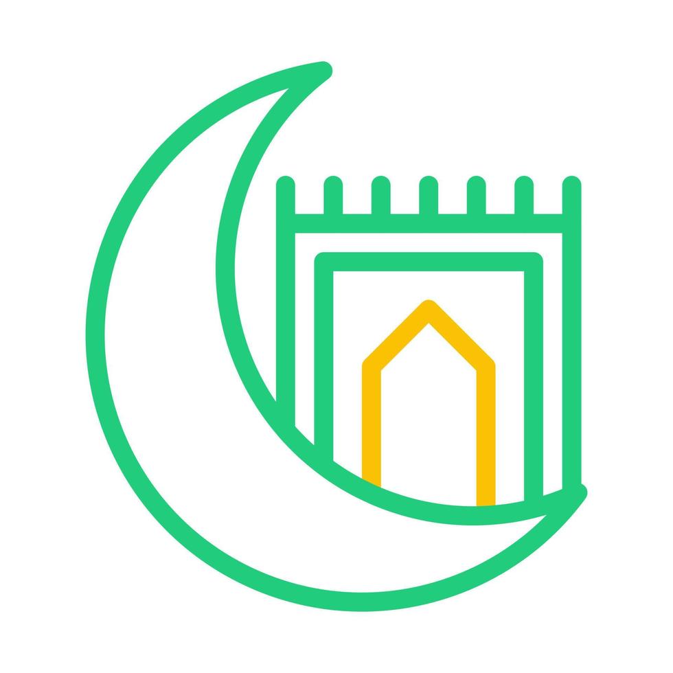 tapijt icoon duokleur groen geel stijl Ramadan illustratie vector element en symbool perfect.