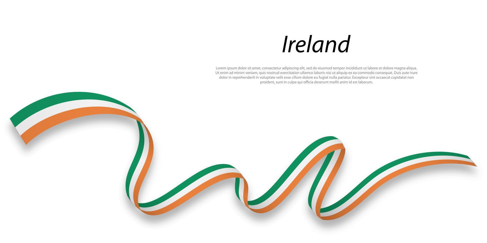 golvend lint of banier met vlag van Ierland. vector