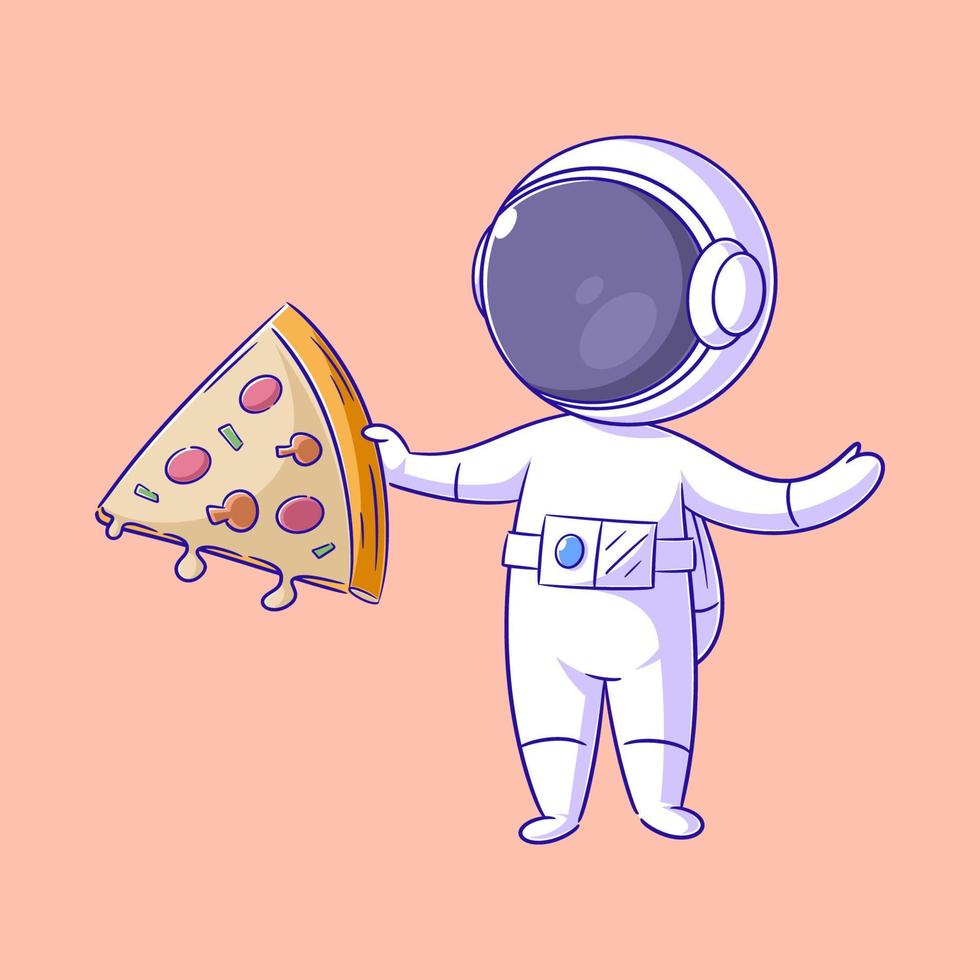 astronaut met pizza in hand- vector