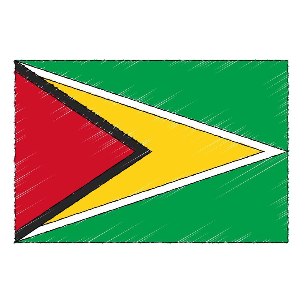 hand- getrokken schetsen vlag van guyana. tekening stijl icoon vector